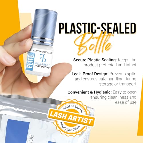 Elite Fast Eyelash Extension Glue + Lash Primer 15ml+ Pink Gel Remover/Black Adhesive/1 sec Drying time /7-Week Retention/Professional Use Only/Increase bonding Power/Fast Adhesive Dissolution