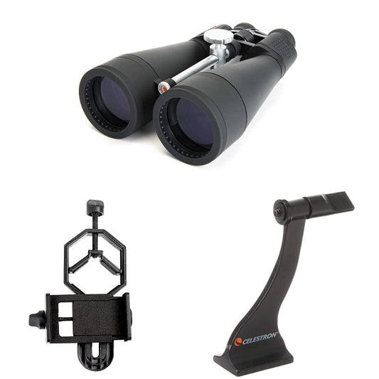 Celestron – SkyMaster 20X80 Binocular & Smartphone Photography Adapter for Telescope & 93524 Roof and Porro Binocular Tripod Adapter, Black