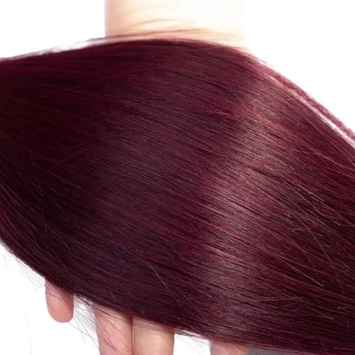 WuvuSnm Burgundy Human Hair Bundles 30-34 Inch #99J Straight 150g - Dark Red