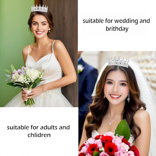Silver White Queen Rhinestone Crown for Women Wedding & Costume