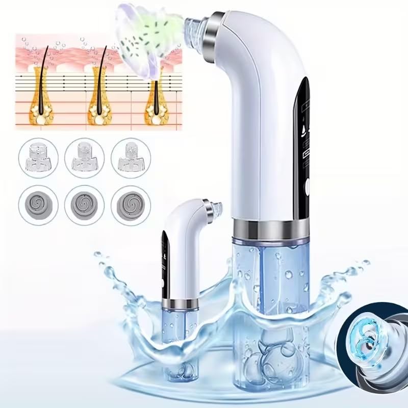 Ariie Pore Vacuum Blackhead Remover Kit with 6 Suction Heads & Adjustable Levels
