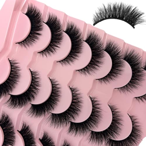 Fluffy 3D Cat Eye Lashes 14 Pairs Reusable Faux Mink Strip