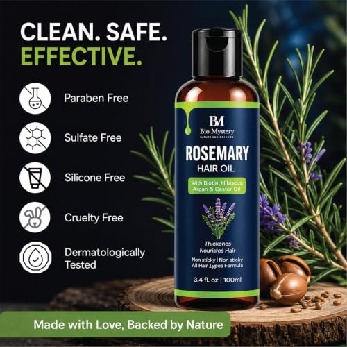 Bio Mystery Rosemary Oil for Hair Growth with Biotin & Argan - 3.5 Fl Oz