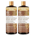 Dr. Jacobs Naturals Pure Castile Soap Liquid Body Wash, Sandalwood - Plant Based Soap Infused with Vitamin E and Aloe Vera to Moisturize Dry and Sensitive Skin - Made in the USA - 32 oz, Pack of 2