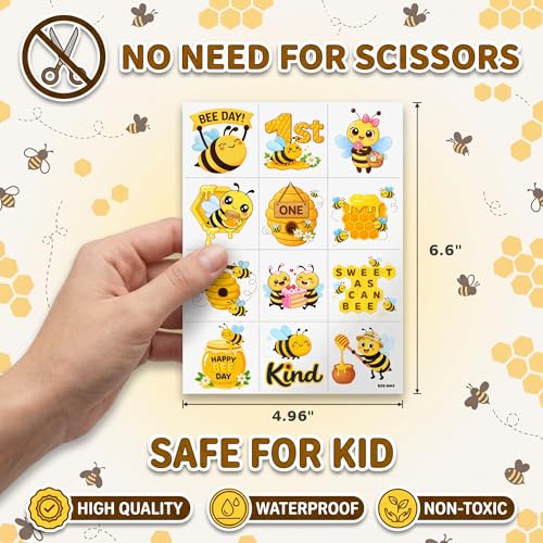 96-Piece Bee Temporary Tattoos for Kids | Waterproof Party Favors