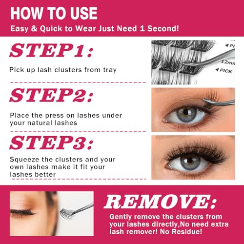 Self-Adhesive Lash Clusters Kit - 240PCS Wispy Fluffy Eyelashes