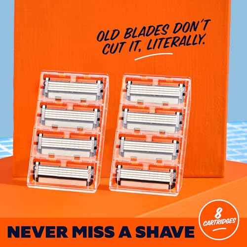 Dollar Shave Club | 4 Blade Razor Refills (8 Pack) | Swift Rinse Blades for Longer and Thicker Hair