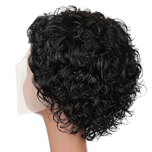 Yiifiulyn Short Curly Pixie Cut Wig - 100% Human Hair for Black Women