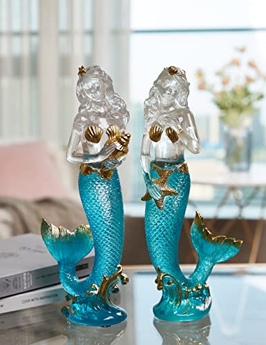 SEINHIJO Mermaid Statue Decor Modern Sculpture Figurine Home Gifts Table Centerpiece Crafts Polyresin Arts 9.8inch