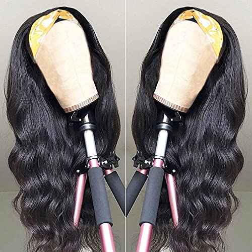 catti Headband Wig Human Hair Body Wave Human Hair Headband Wigs for Black Women Glueless None Lace Front Wigs Brizilian Virgin Hair Machine Made Headband Half Wig 150% Density (20" Headband wigs)