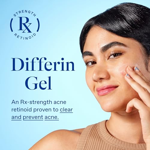 Differin Acne Treatment Gel, 30 Day Supply, Retinoid Treatment for Face with 0.1% Adapalene, Gentle Skin Care for Acne Prone Sensitive Skin, 15g Pump