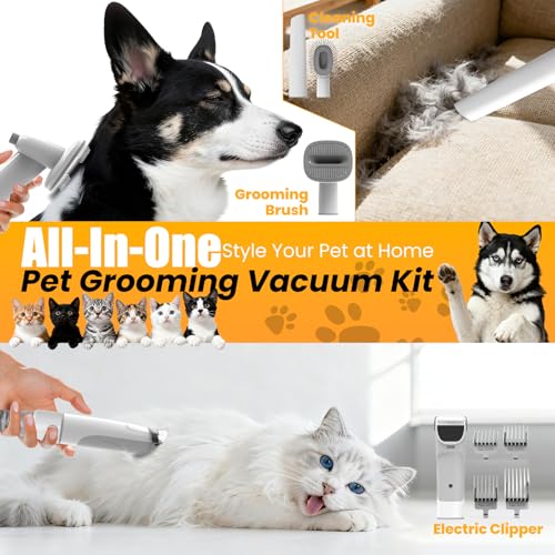 FIXR Dog Grooming Vacuum with Hair Clipper & Shedding Brush