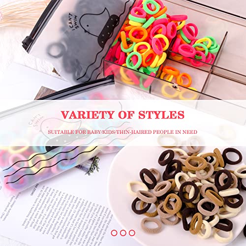 400Pc Baby Hair Ties - Soft Elastic Cotton Ponytail Holders
