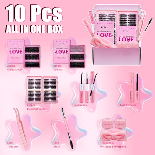 RITALASH Lash Clusters Kit 3D False Eyelashes with Bond, Seal & Remover
