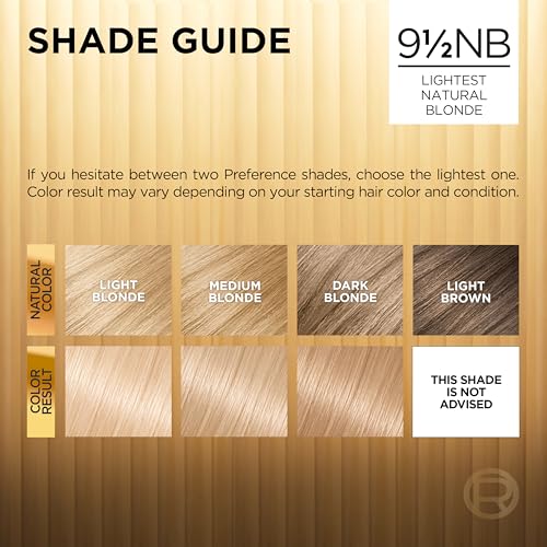 L'Oreal Paris Superior Preference Lightest Natural Blonde Hair Dye Kit 9.5NB (Pack of 3)