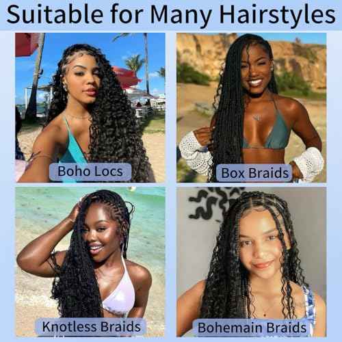 Human Braiding Hair for Boho Braids 22inch 100% human hair Water Wave Bulk Braiding Knotless No Weft Curly Bundles Human Hair Wet and Wavy Micro Hair Extensions Bulk 2 Bundles 100g hair Natural Color