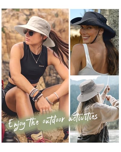 FURTALK Women's Sun Hat with Ponytail Hole UPF 50+ Wide Brim