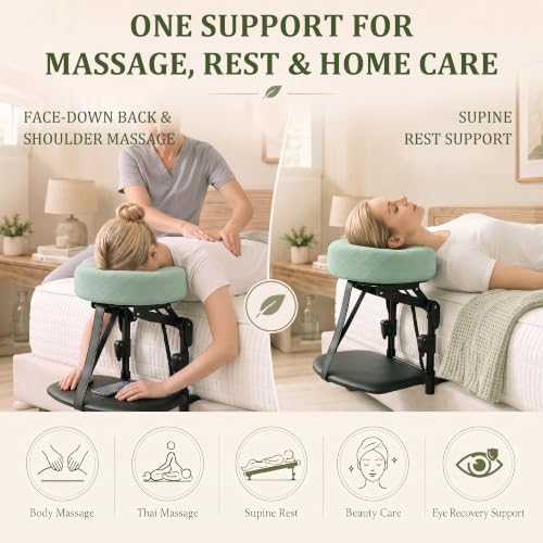 Massage Headrest for Bed with Adjustable Height & Armrest