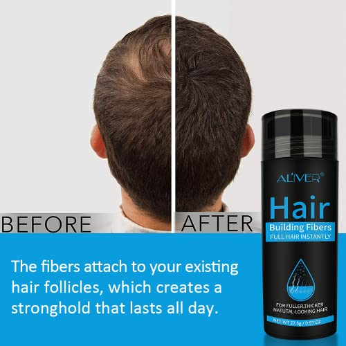 Black Hair Fibers for Thinning Hair - Instant Volume Keratin Powder
