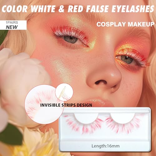 White & Red False Eyelashes for Cosplay
