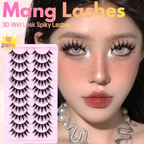 Anime Cat Eye False Eyelashes 10 Pairs - 16mm Wet C-Curl