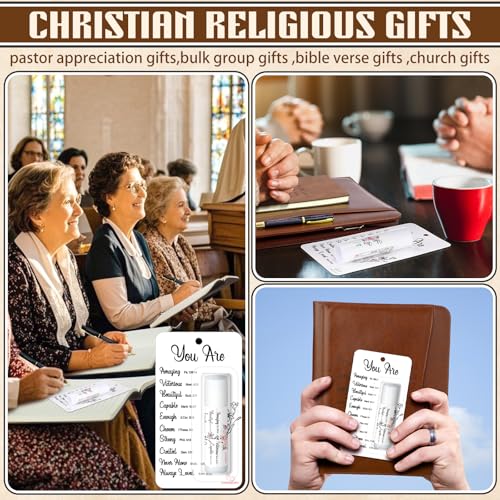 100 Pack Christian Gifts Bulk for Women Men Religious Lip Balms Bulk Church Party Favors Christmas Party Gifts Stocking Stuffers Bible Verse Study Supplies for Employee Staff Coworkers