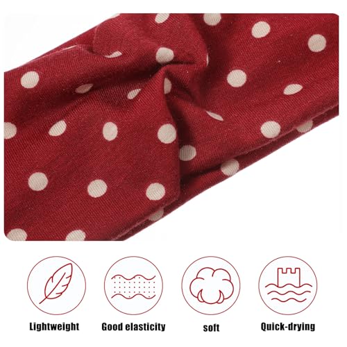 Molain 4 Pack Polka Dot Headbands - Non-Slip Soft Fabric for Women