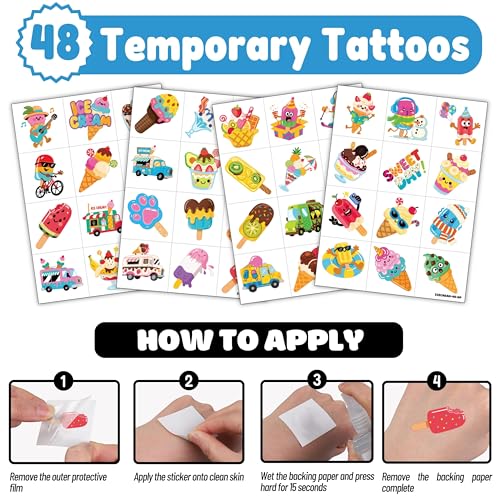 72 PCS Ice Cream Party Favors Bundle - Punch Balloons & Tattoos