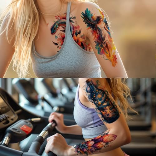 Boho Waterproof Temporary Tattoos for Women - 24pcs Vivid Art