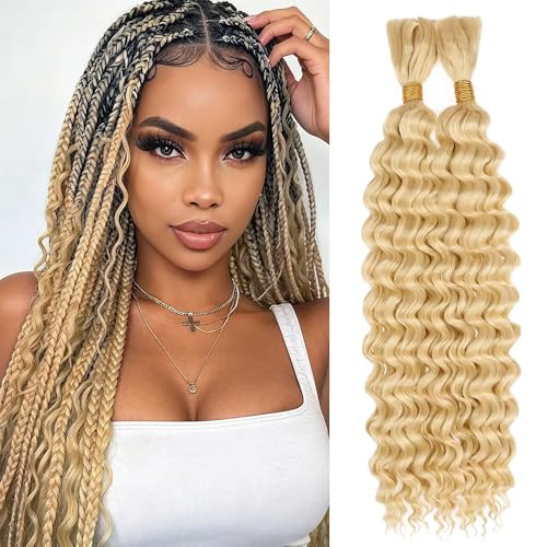 Blonde Deep Wave Human Braiding Hair - 24 Inch, 2 Bundles