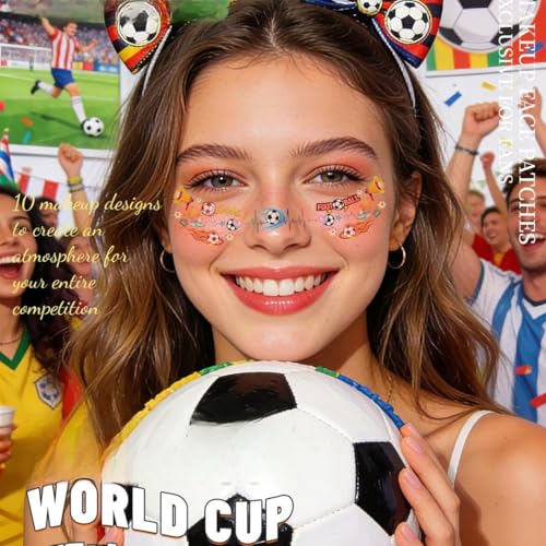 10 Sheets World Cup Soccer Face Stickers Temporary Tattoos