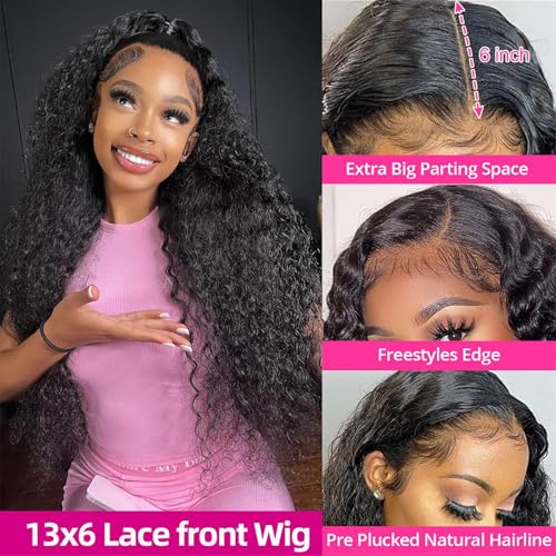 KVFCT 13x6 HD Lace Front Wig Deep Wave Human Hair 30"