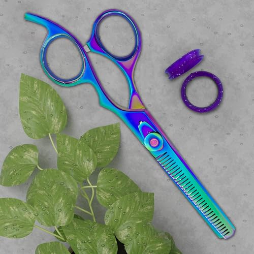 Professional Hair Thinning Scissors with Serrated Teeth & Leather Pouch