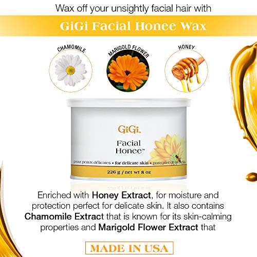 GiGi Facial Honee Wax - Hair Removal Wax for Face and Sensitive Skin, 8 oz