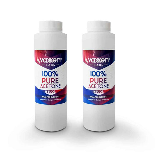 Vaxxen Labs 100% Pure Acetone (16 Fl/Oz) 2 Pack - Made in USA, Professional Strength Nail Polish Remover for Nail Polish, Gels, Acrylic, Sculptured Nails & Art Fimo