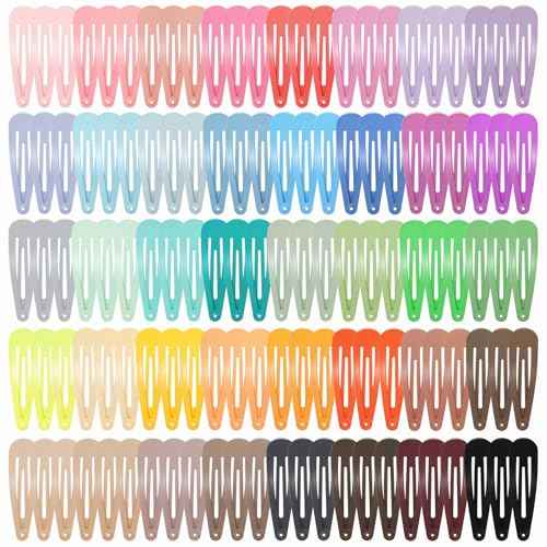 obeoby 120 Pcs 40 Colors Metal Snap Hair Clips, 2 Inch Hair Barrettes Hair Accessories for Girls Toddlers Women Stocking Stuffers Christmas Gifts