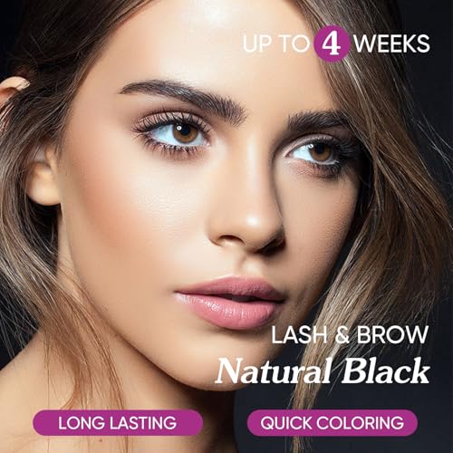 PERMANIA Black Color Kit for Eyelash & Eyebrow, Semi-permanent Natural Black Fast Quick Coloring, Last Up to 4 Weeks Salon Grade Eyelash Primers
