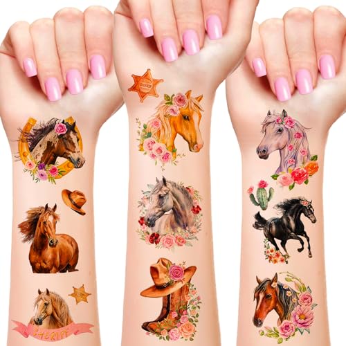 Horse Temporary Tattoos - 12 Sheet Cowgirl Party Favors