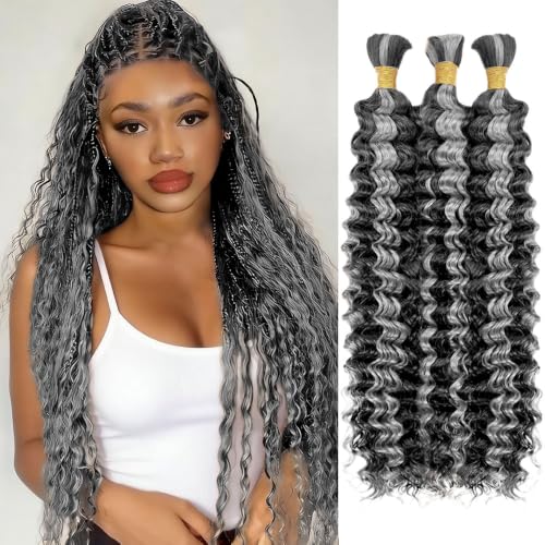 Ombre Gray Braiding Hair - P1B Grey Deep Wave 26 Inch