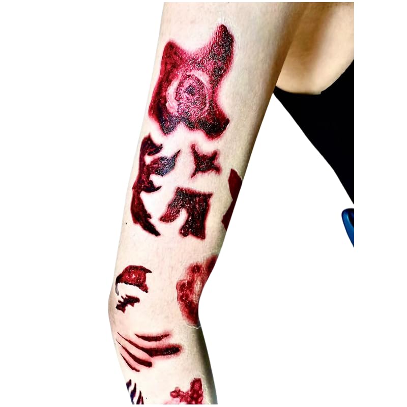 Halloween Scar Temporary Tattoos, 3D Waterproof Zombie Wound Stickers (30 Pack)