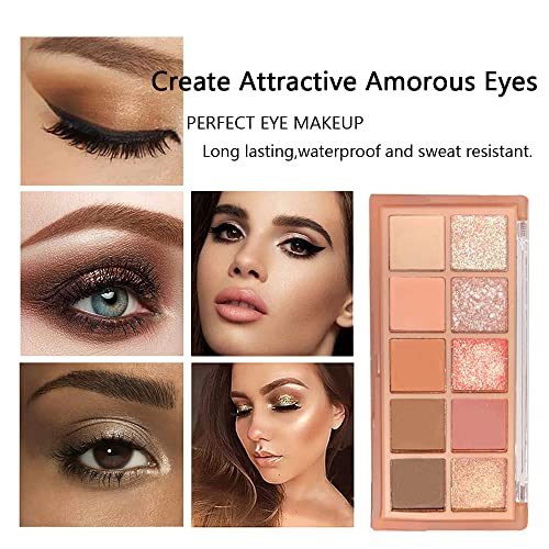 10 Color Eyeshadow Palette - Matte & Shimmer Nude Eye Makeup