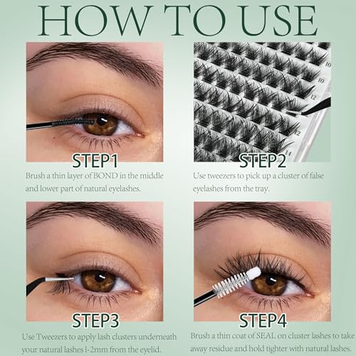 Lash Clusters DIY Eyelash Extensions 144 Pcs D Curly 0.07mm