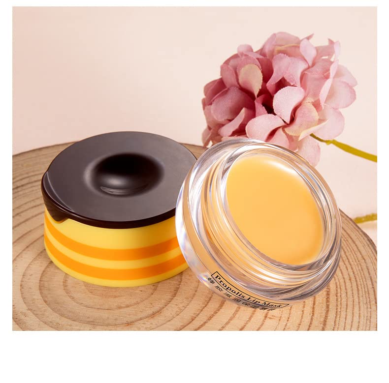 2 Pcs Lip Balm Honey Pot, Honey Moisturizing Lip Mask Reduces Lip Lines and Exfoliator, Prevention Dry & Cracked Lip.