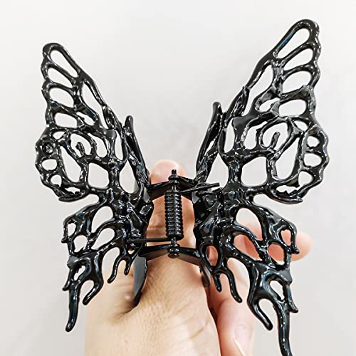 Butterfly Claw Clip for Women Metal Hair Clips Cute Sparkling Hair Clip Non-Slip Black Crab Thick Hair Thin Hair Jaw Clips Cute Hair Accessories Hairpins Supplies