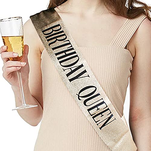 Birthday Queen Gold Sash & Rhinestone Tiara Set
