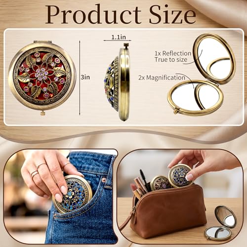 Vintage Foldable Double-Sided Makeup Mirror - Portable Metal Design