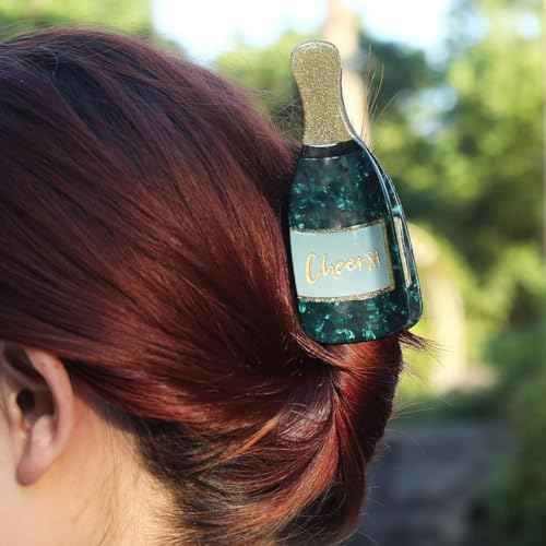 Novelty Champagne Claw Clips,Personalized Liquor Wine Bottle Shape Hair Clips,Beer Bottle Shape Hair Jaw Clips,Acetate Hair Clips for Women Hair Jaw Barrettes Accessories