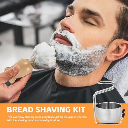 2 in 1 Shave Cup with Stand Holder Set Stainless Steel Shaving Bowl with Shaving Stand Brush Holder Set Razor Brush Bowl Grooming Tool for Men Beard Care and Cleaning