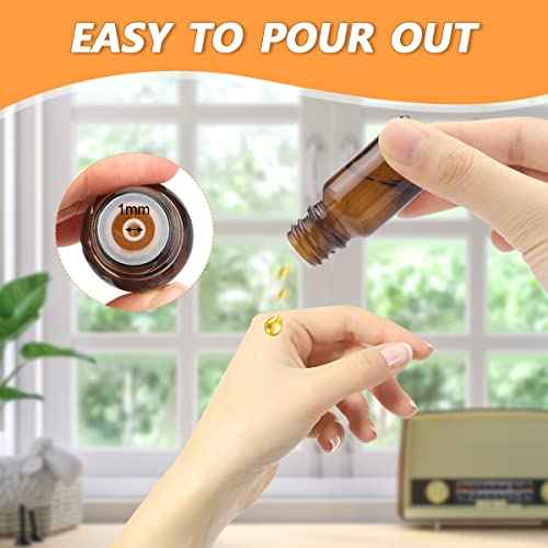 10 ml(1/3 oz) Sample Glass Bottles For Essential Oils 20 Pcs Empty Glass Dropper Vials With Orifice Reducers For DIY Perfume Aromatherapy Fragrance Cosmetic Oils (amber)