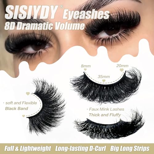 3D Faux Mink Lashes 20-25MM Fluffy Volume Pack of 7